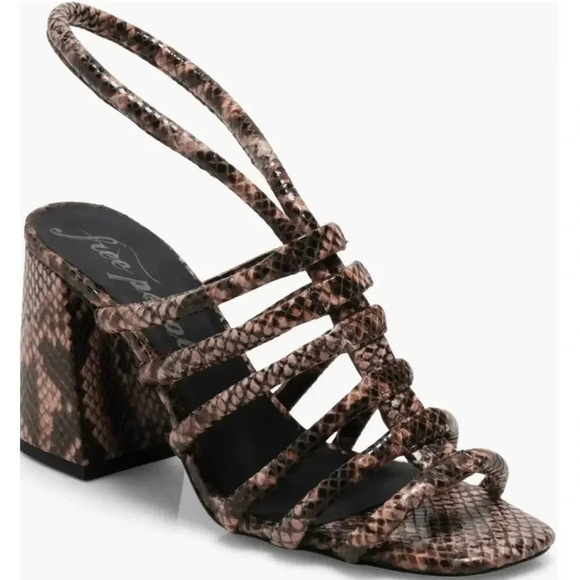 NEW IN BOX Free People Colette Block Heel Sandal Snake Pattern Size 39 / 9 - Picture 3 of 8
